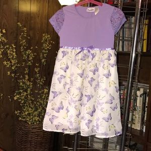 🌷Blueberi Girls 6, purple/white lined dress